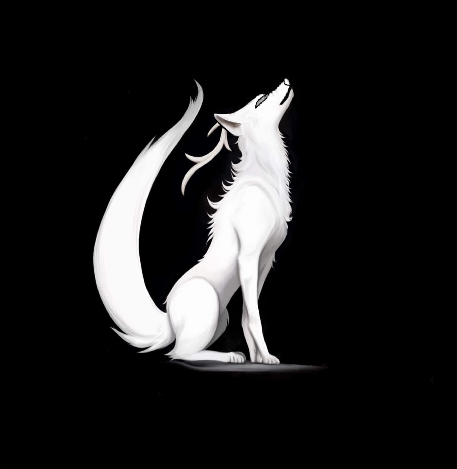 The white antlered wolf of the Quest, howling